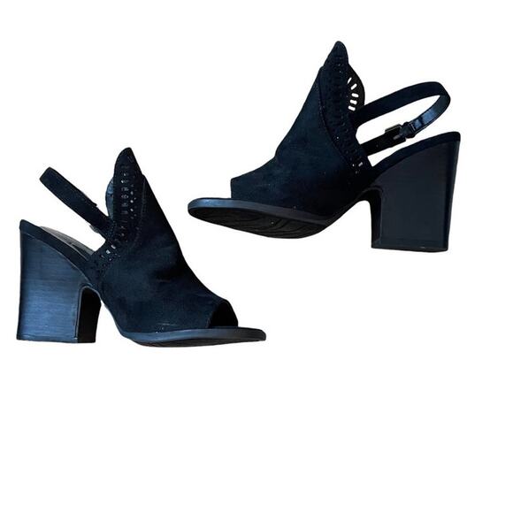 New Carlos Santana Trinity Black Faux‎ Suede Heels Shoes Size 8.5 - Picture 4 of 9